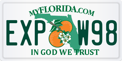 FL license plate EXPW98