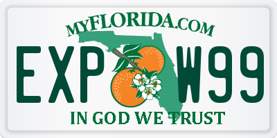 FL license plate EXPW99