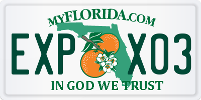 FL license plate EXPX03