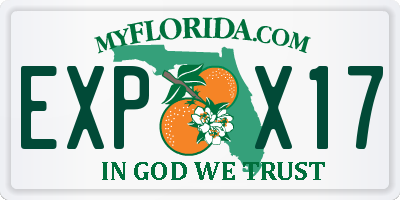FL license plate EXPX17