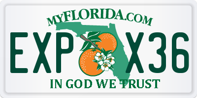 FL license plate EXPX36