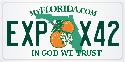 FL license plate EXPX42