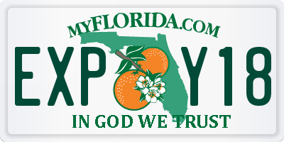 FL license plate EXPY18