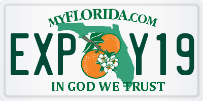 FL license plate EXPY19