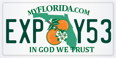 FL license plate EXPY53