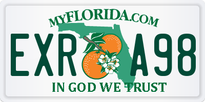 FL license plate EXRA98