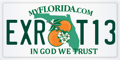 FL license plate EXRT13