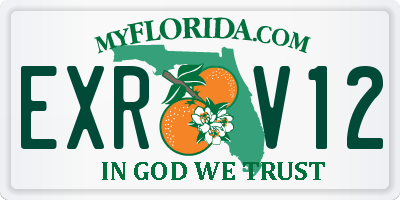 FL license plate EXRV12