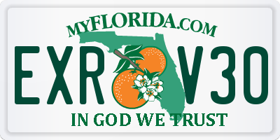 FL license plate EXRV30