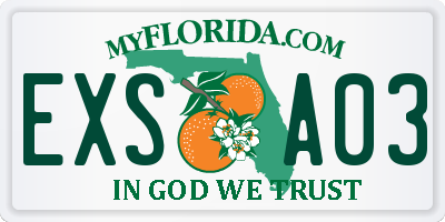 FL license plate EXSA03