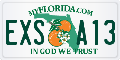 FL license plate EXSA13