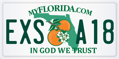 FL license plate EXSA18