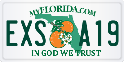 FL license plate EXSA19