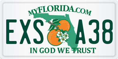 FL license plate EXSA38
