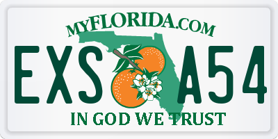 FL license plate EXSA54