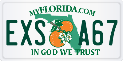 FL license plate EXSA67