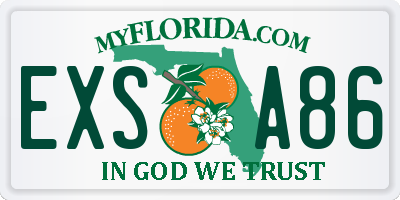 FL license plate EXSA86