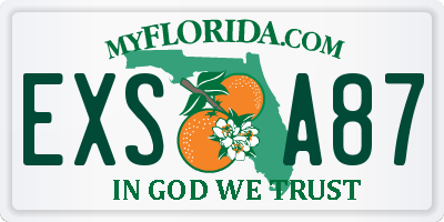 FL license plate EXSA87