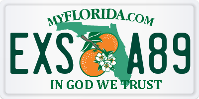 FL license plate EXSA89