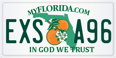 FL license plate EXSA96