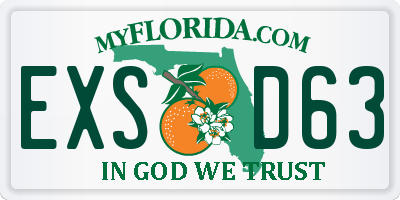 FL license plate EXSD63