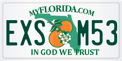 FL license plate EXSM53
