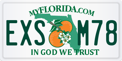 FL license plate EXSM78