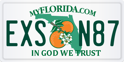 FL license plate EXSN87
