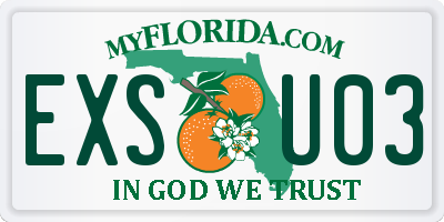FL license plate EXSU03