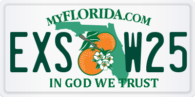 FL license plate EXSW25