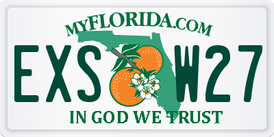 FL license plate EXSW27