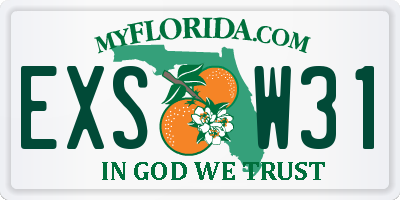 FL license plate EXSW31