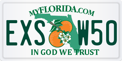 FL license plate EXSW50
