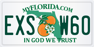 FL license plate EXSW60
