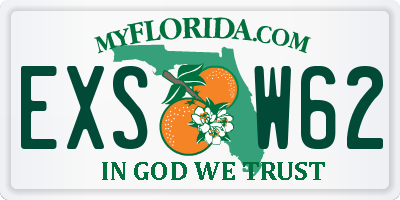 FL license plate EXSW62