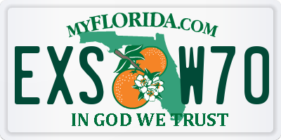 FL license plate EXSW70