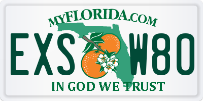 FL license plate EXSW80