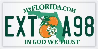 FL license plate EXTA98