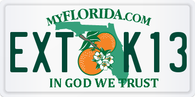 FL license plate EXTK13