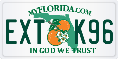 FL license plate EXTK96