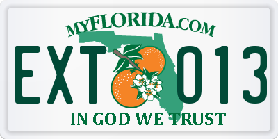 FL license plate EXTO13