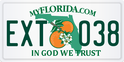 FL license plate EXTO38
