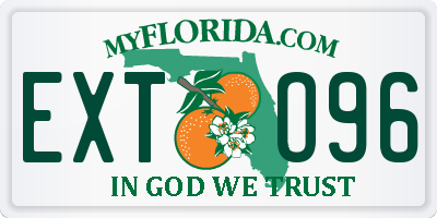 FL license plate EXTO96