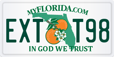 FL license plate EXTT98