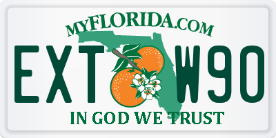 FL license plate EXTW90