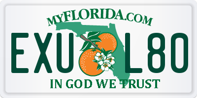 FL license plate EXUL80