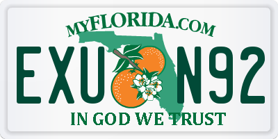 FL license plate EXUN92