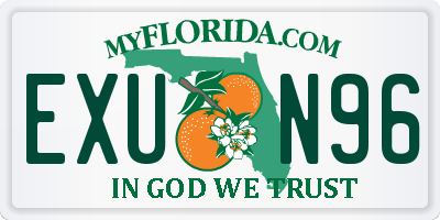 FL license plate EXUN96