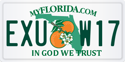 FL license plate EXUW17
