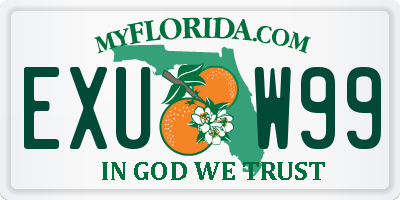 FL license plate EXUW99